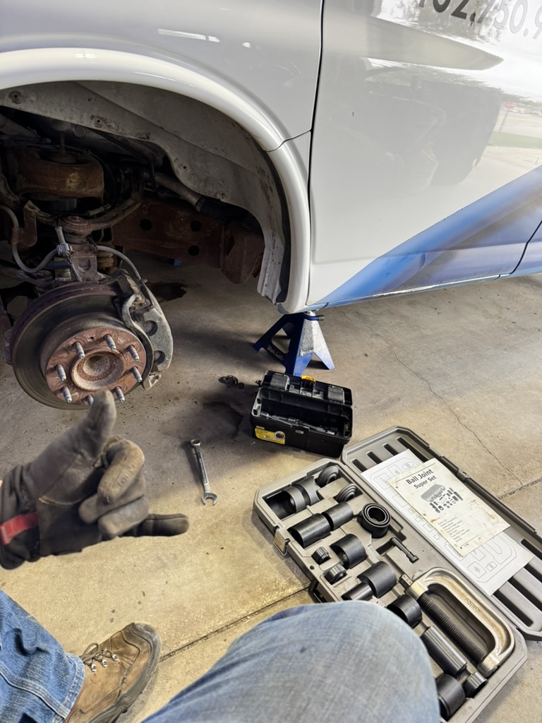 Ball joint service in progress