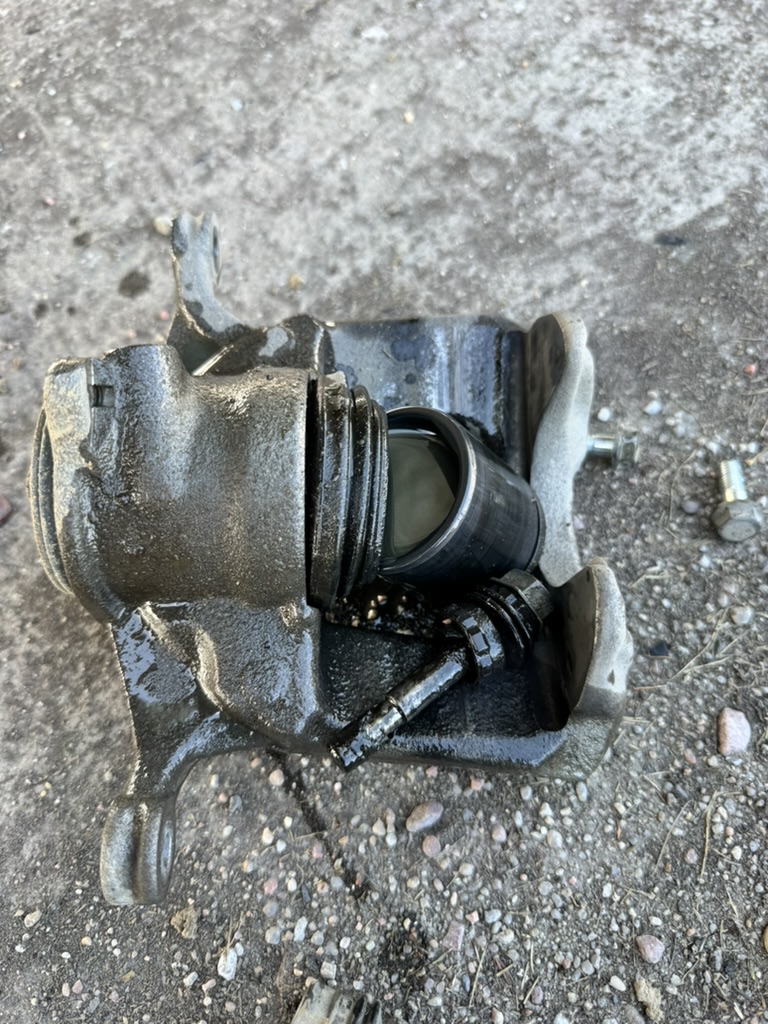Brake caliper repair close-up